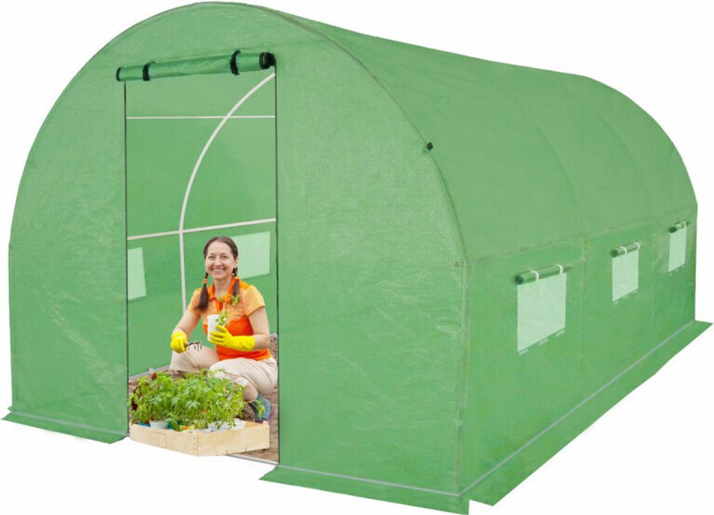 4iQ Gewächshaus Folientunnel 2x3,5m Grün 19 mm