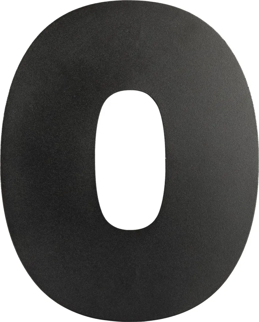 Grand chiffre de rue 0 noir 50 cm pour signalisation murale extérieure