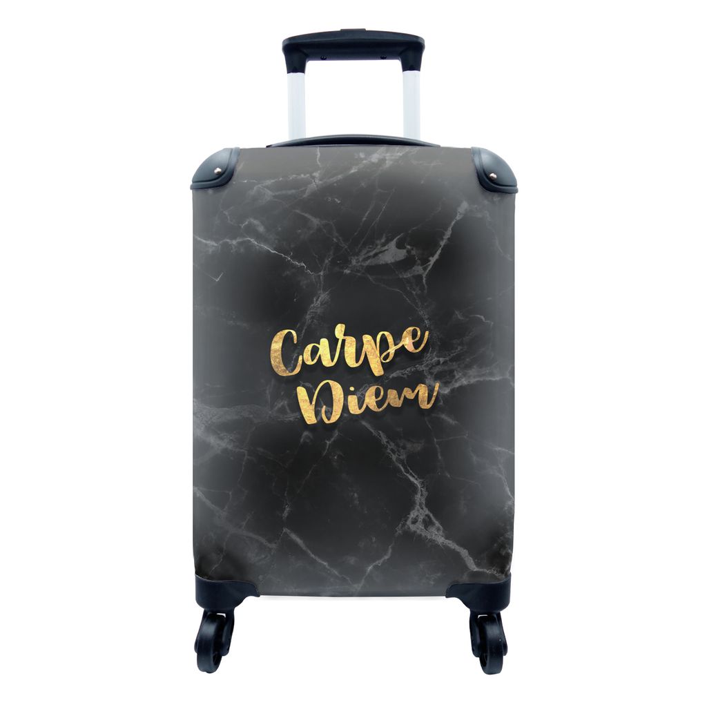 MuchoWow Koffer Handgepäck Trolley Rollkoffer Kleine Reisekoffer mit 4 Rollen - Zitate - Sprichwörter - Gold - Marmor - Cabin Size < 55x40x23 c...