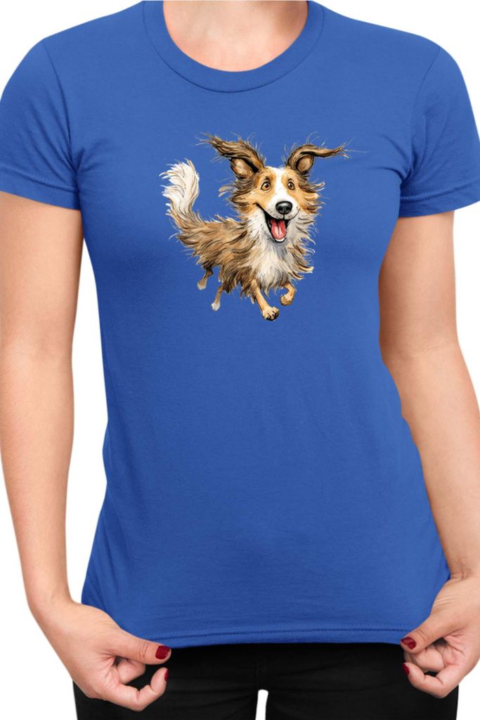 Damen T-Shirt Funny Dogs Breeds Shetland Sheepdog Breed Dog Breed, Lady XL / Blau