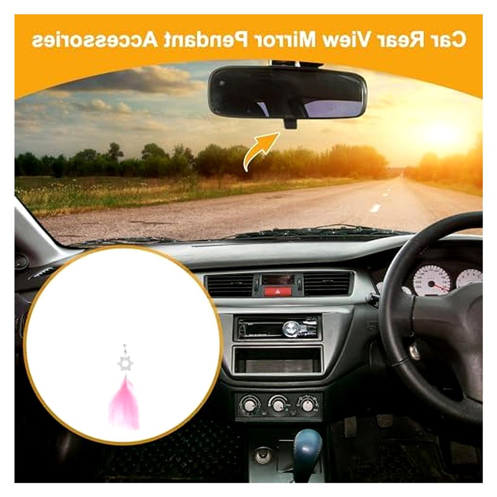 1 Stück Metall Feder Hexagramm Anhänger Auto Rückspiegel Anhänger Accessoires Auto Aufhängung Deko Pink