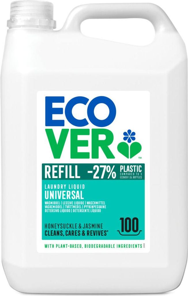 Ecover - Flüssigwaschmittel - Universal - Geißblatt & Jasmin - 5 Liter - 100 Wäschen - 1 Stück