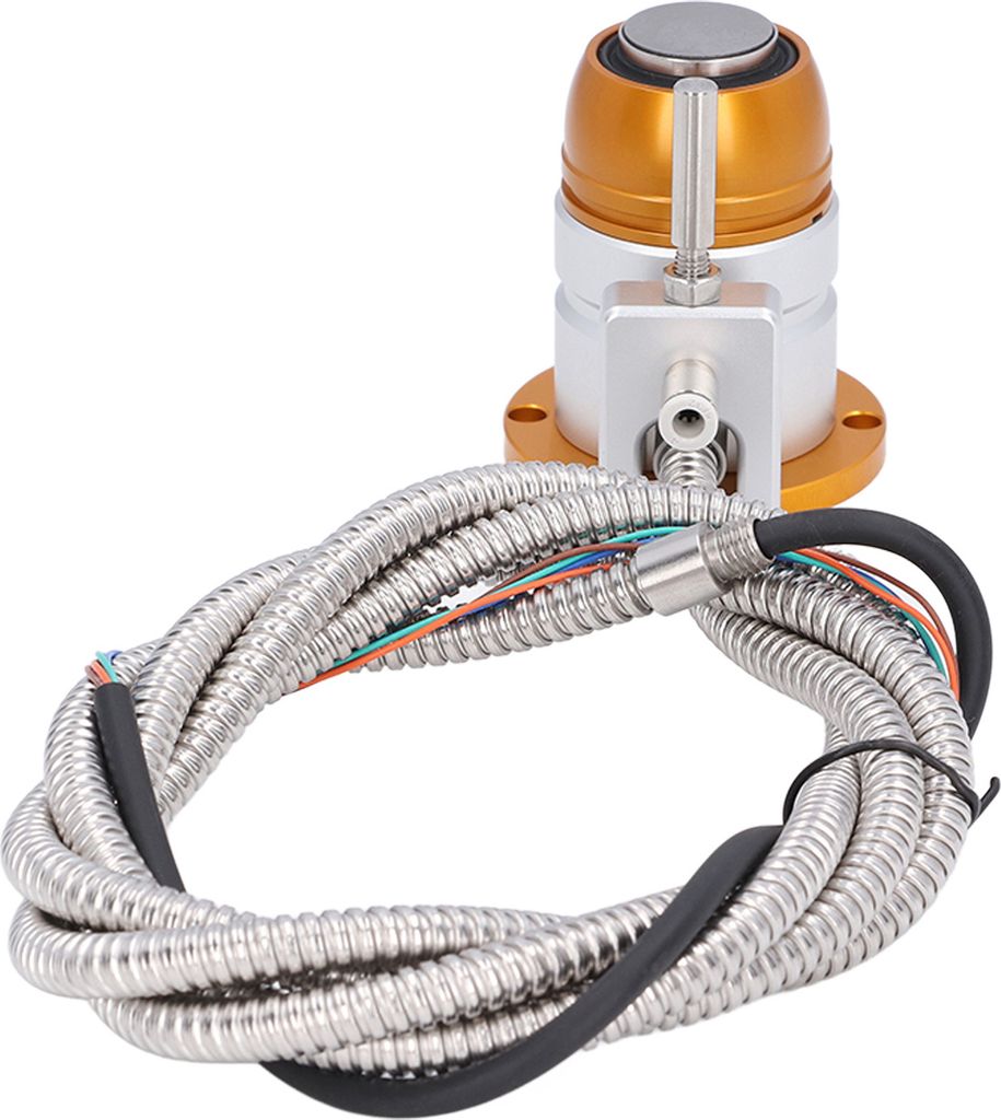 A close-up product shot of a tool setter with a cable.