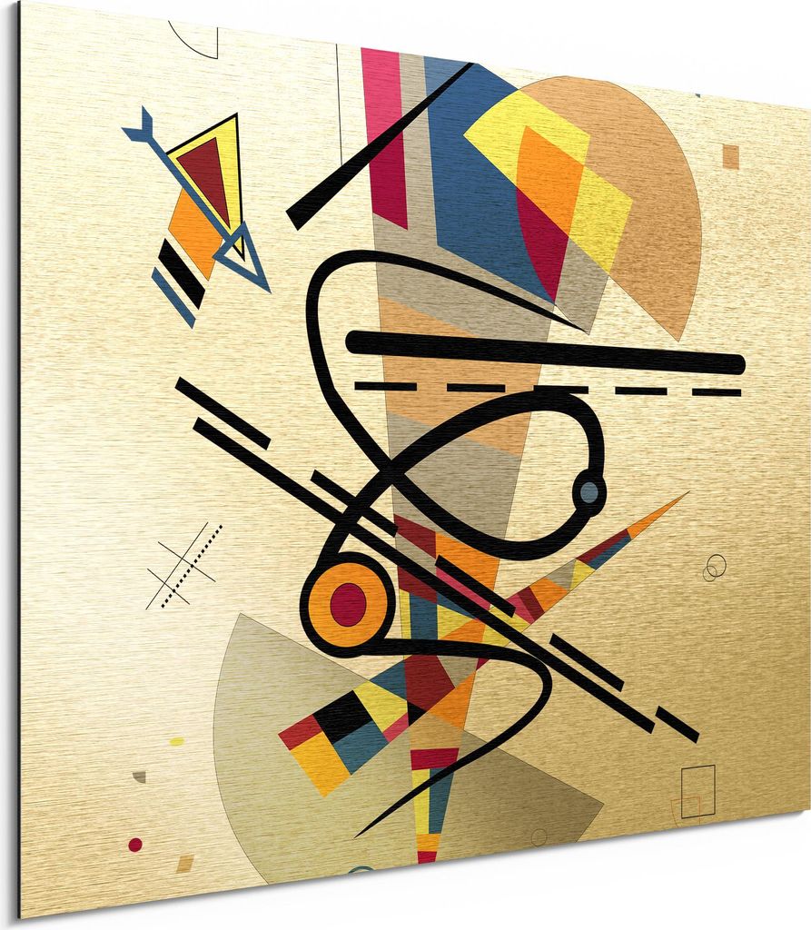 DEQORI Alu-Dibond Bild Gold 40x30 cm 'Dreiecksgebilde' Wandbild Metall dünn Design