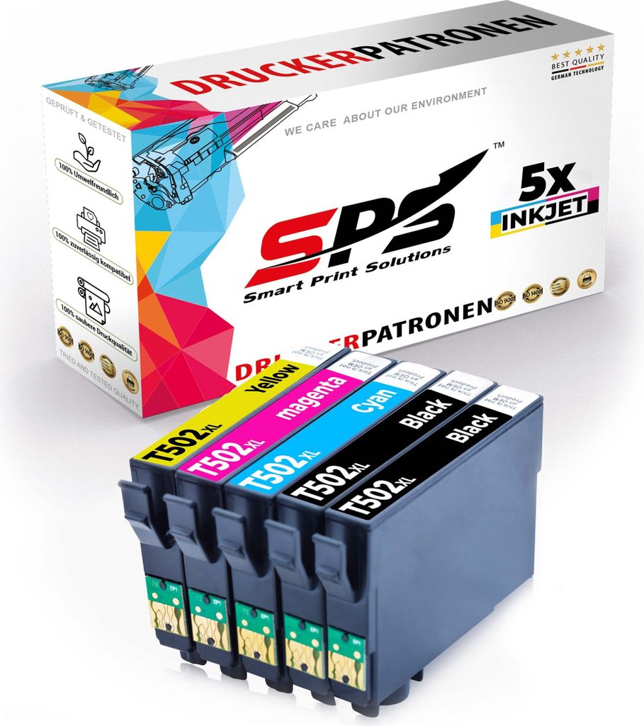 5er Multipack Set kompatibel für Epson Expression Home XP-5100 (C11CG29402) Druckerpatronen 502XL