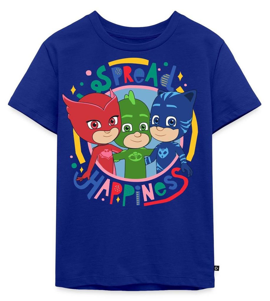 Spreadshirt PJ Masks Gruppenbild Eulette Gekko Catboy Kinder Premium T-Shirt, 98/104 (2 Jahre), Royalblau