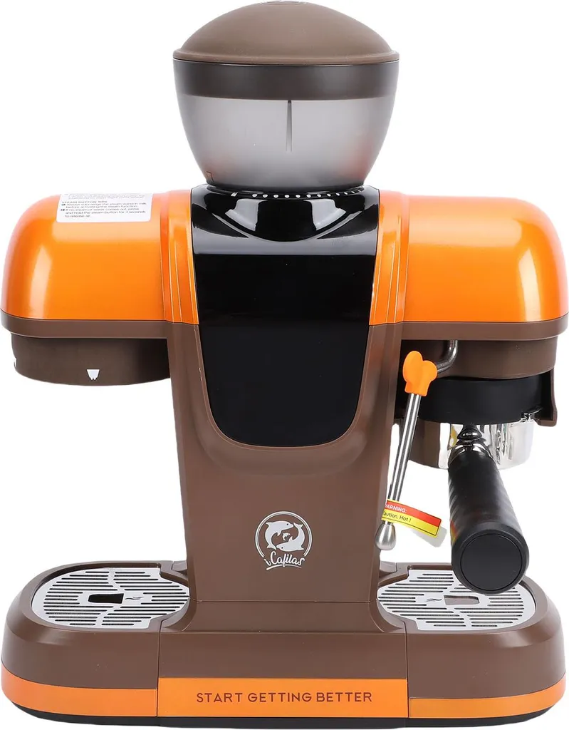 Coffee Maker with Steam Wand 19 Bar 800ML Semi Automatic Coffee Extraction Machine with Grinder Tamper 58mm Portafilter for Home and Office EU Plug