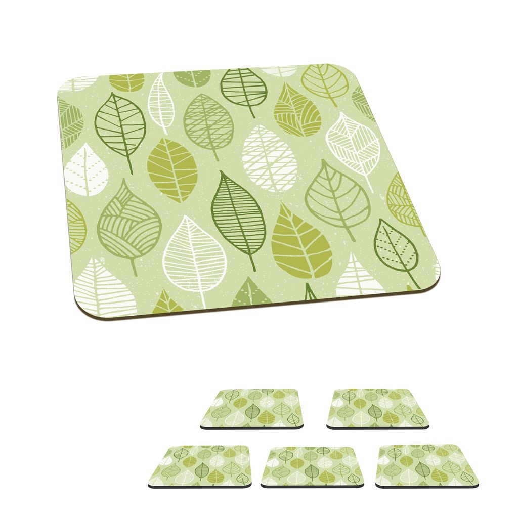 KitchenYeah Glasuntersetzer Quadratisch 6er Set Natur - Bäume - Laub 10x10 cm Untersetzer für Gläser - Getränkeuntersetzer - Tischplattensch...
