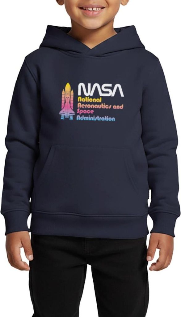 Spreadshirt NASA Kinder Premium Hoodie, 158/164 (12 Jahre), Navy