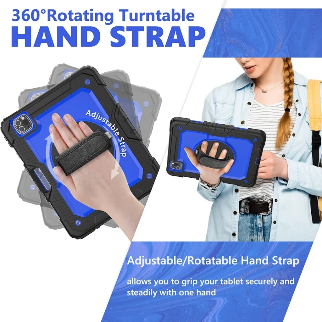 Custodia iPad Air 11 2024 / Air 5 / 4 Hybrid 360° con Tracolla Blu - 3