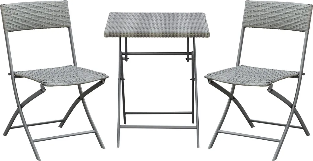 Salon de jardin 2 places en polyrotin gris avec table basse et coussins
