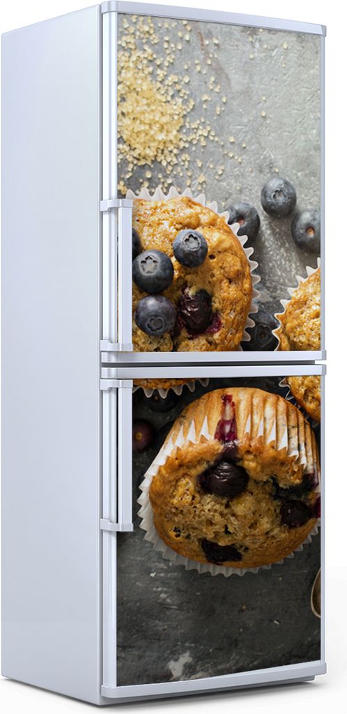 Kühlschrankdekoration 70x180 cm Aufkleber auf dem Kühlschrank - Blaubeer-Muffins