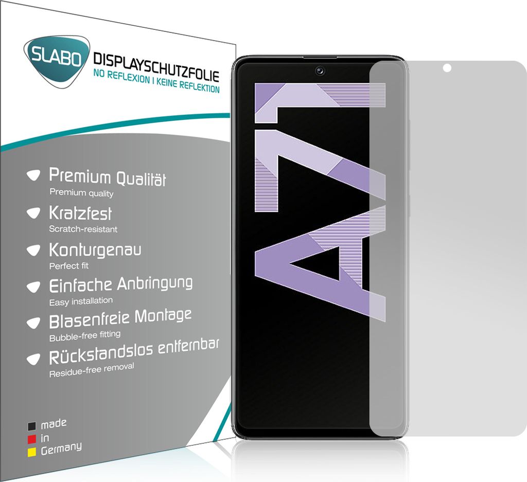 4x Slabo Displayschutzfolie für Samsung Galaxy A71 MATT "No Reflexion" (verkleinerte Folien) Displayfolie Schutzfolie Folie