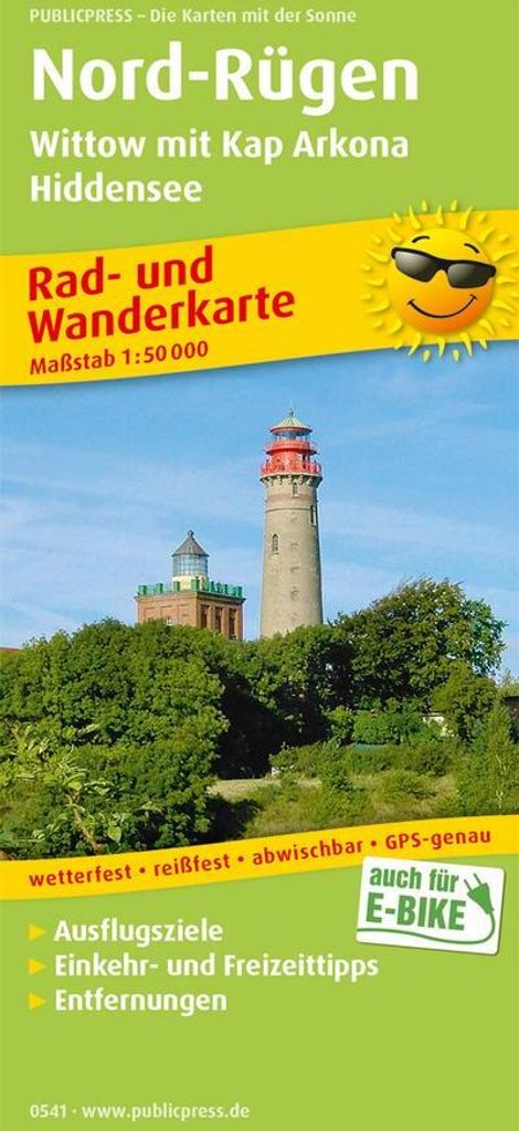 Publicpress Rad- und Wanderkarte Nord-Rügen, Wittow mit Kap Arkona, Hiddensee 1:50.000