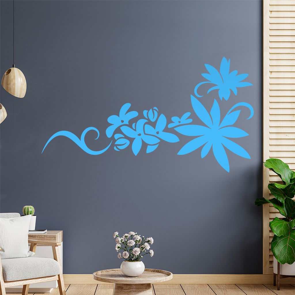 Blumen - Linien Wandtattoo in 6 Größen - Wandaufkleber Wall Sticker - Dekoration, Küche, Wohnzimmer, Schlafzimmer, Badezimmer