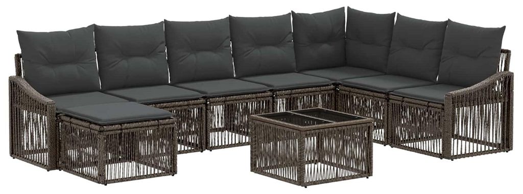 Gartensofa-set 9 pcs Grau Poly-Rattan