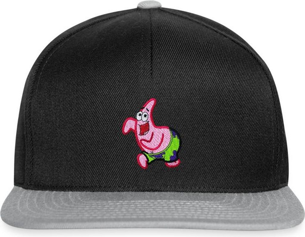 Spreadshirt SpongeBob Schwammkopf Patrick Star Stick-Motiv Snapback Cap, One size, Schwarz/Grau