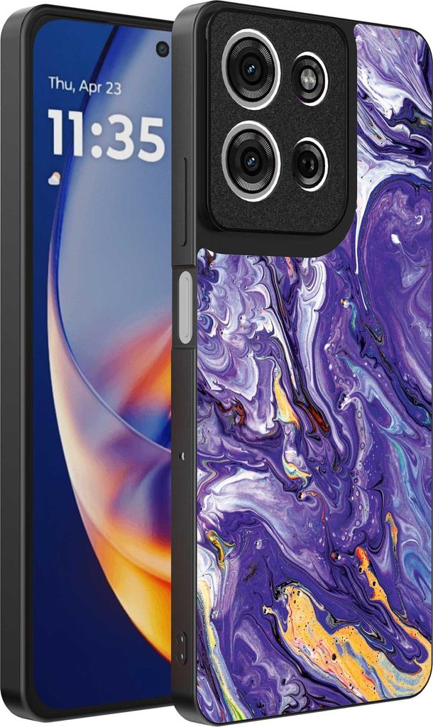 Fit für Motorola Edge 50 Neo Telefon Fall mit lila Gold Marmor Print - TPU Backcover Fall lila Gold Marmor Design - lila Gold - Smartphonica