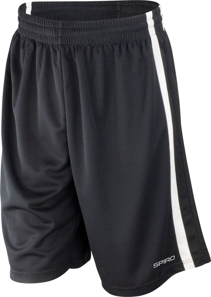 Spiro Herren Basketball-Shorts, schnelltrocknend RW4779 (4XL) (Schwarz/Weiß)