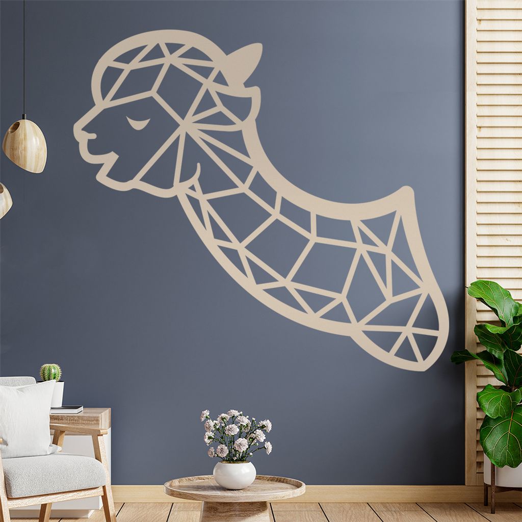 Lama Alpaka Polygon Wandtattoo Wandaufkleber Wall Sticker - Dekoration, Küche, Wohnzimmer, Schlafzimmer, Badezimmer