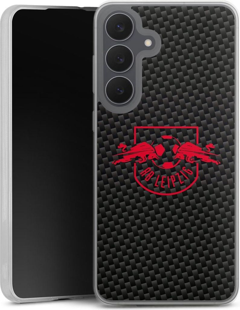 DeinDesign Slim Hülle für Samsung Galaxy S25 FE Silikon Case Ultra Dünn Handyhülle Carbon Offizielles Lizenzprodukt RB Leipzig