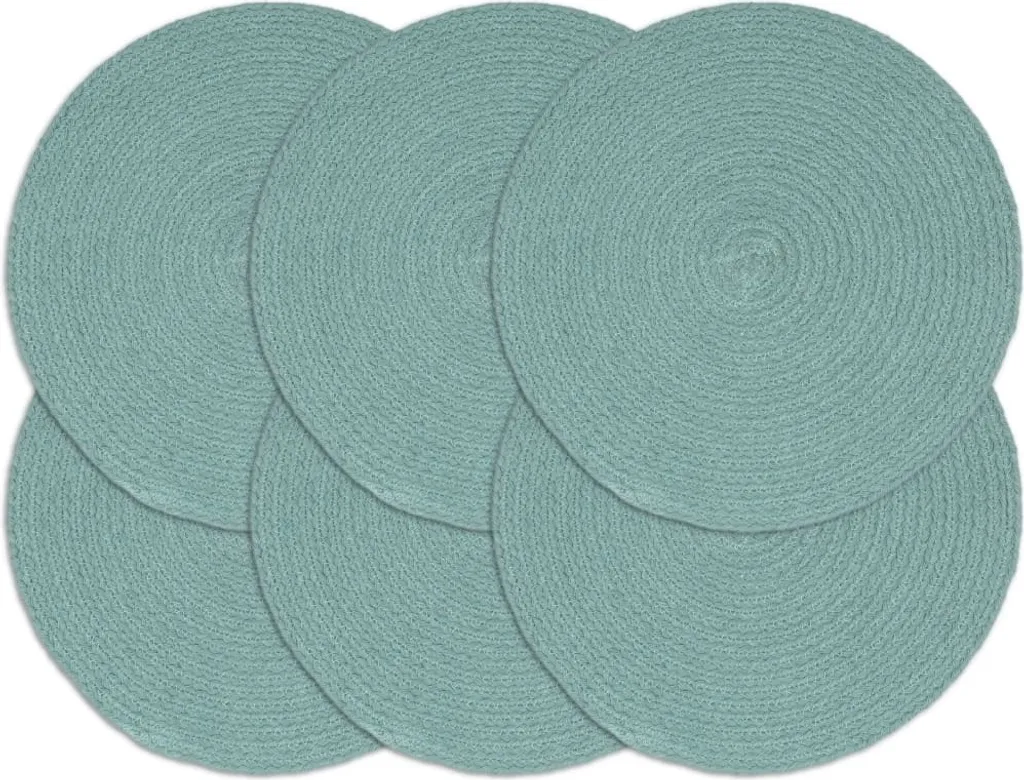 Set 6 Tovagliette Rotonde 38 cm Verde in Cotone | Stile Rustico Italiano