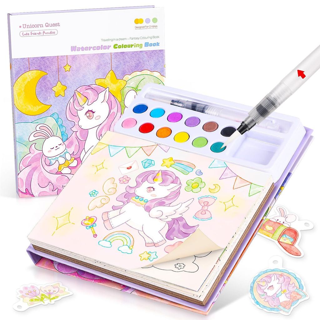 Minicee Wasser-Malbuch Einhorn Kinder 24 Seiten ab 3 Jahren