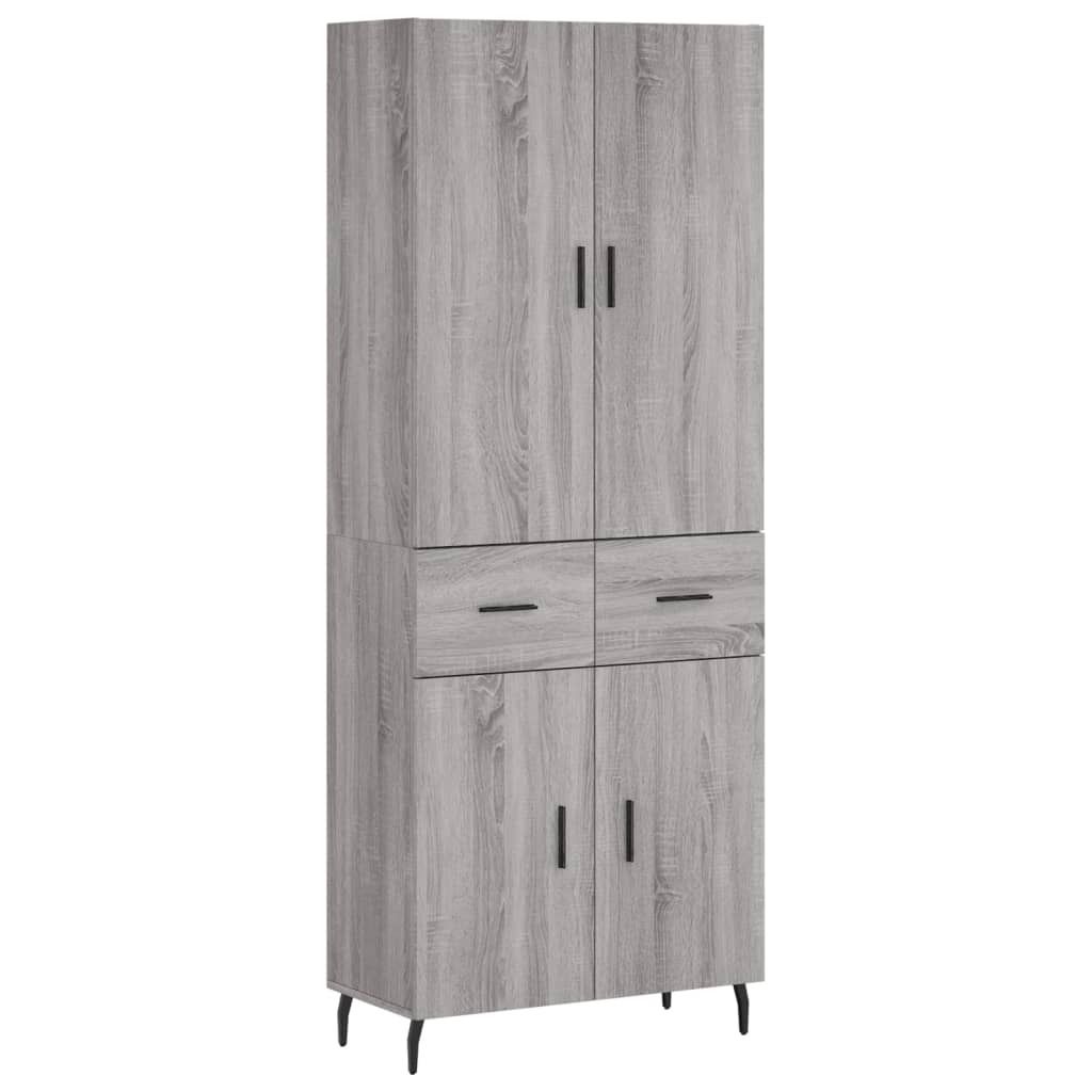 Highboard Grau Sonoma 69,5x34x180 cm Holzwerkstoff