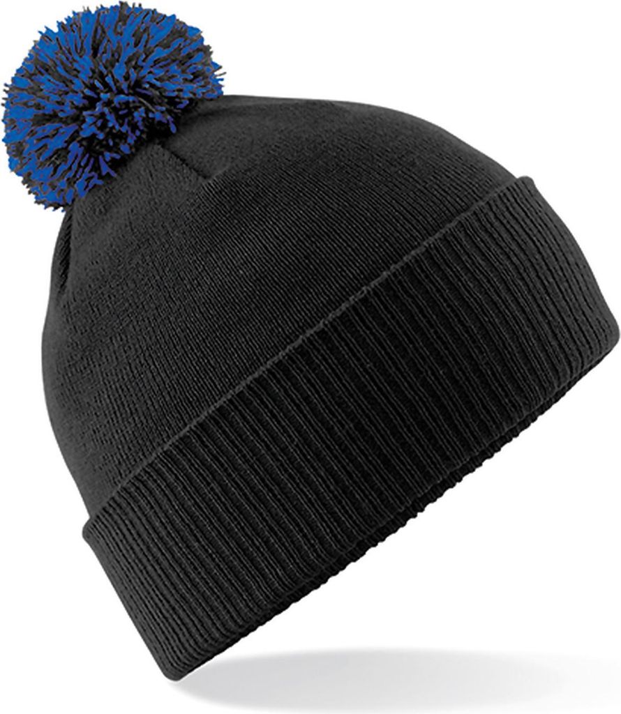 Beechfield B450 | Snowstar Beanie Wintermütze - Farbe: Black/Bright Royal - Größe: One Size