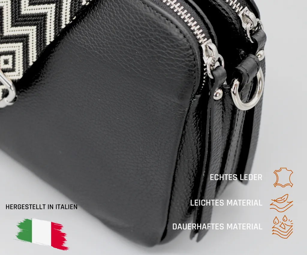 Adel Bags Sac à bandoulière en cuir noir pour femme - Élégance Classique - 6