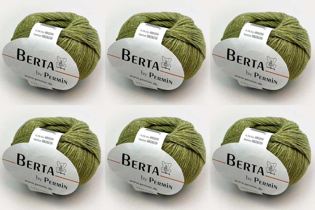 6x Berta by Permin – Wolle-Baumwolle Strickgarn (22 lime)