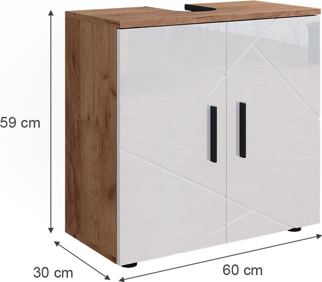 Wastafelonderkast Irma Krachtige eik goud 60 x 59 cm Vicco | Beige | Wastafelonderbouw 60 cm | 406673153101106