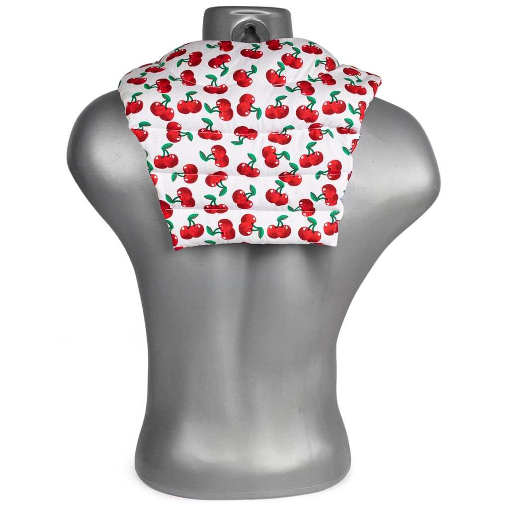 Nackenhörnchen mit Rückenteil. cherry-white. Körnerkissen. Nackenkissen. Rücken Wärmekissen - Weizen-Kissen