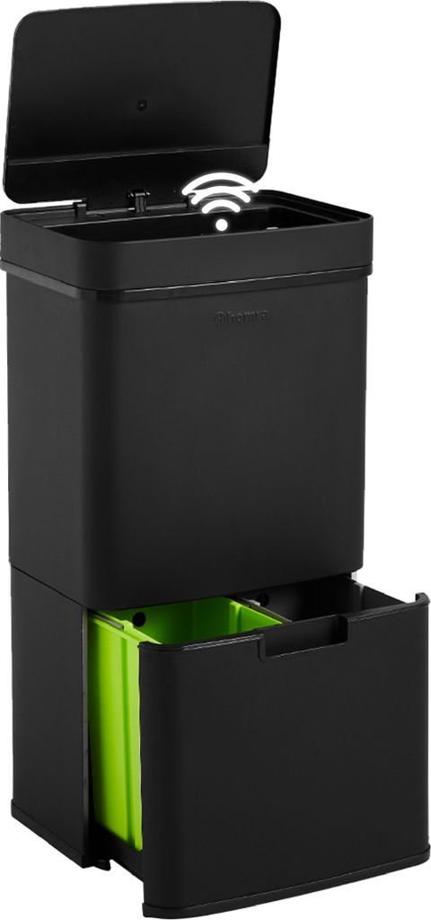 NEXO Sensor Mülleimer 72L - 2 x 12L + 48L - 3 Fächer - Schwarz - Abfallbehälter - Abfalleimer - Abfalltrennung Mülleimer