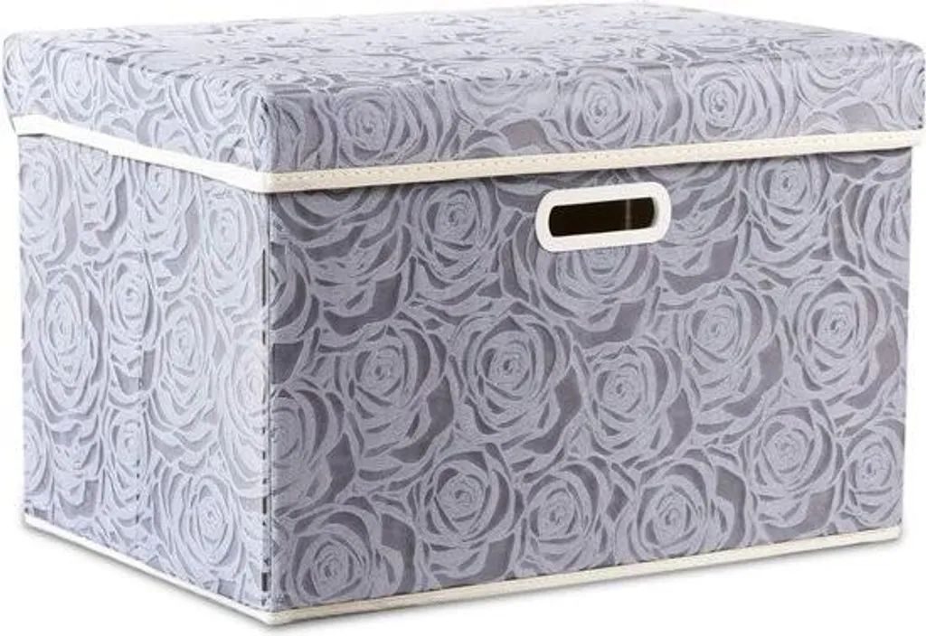 Organiseur cube pliable en tissu gris 45cm avec couvercle de protection