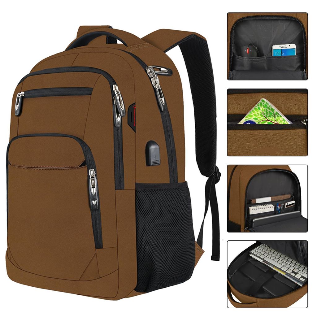 MODFU Rucksack Schule Arbeit & Freizeit Outdoor Sport Wandertasche Fahrradrucksack Laptoprucksack Daypack 33X48X20CM braun