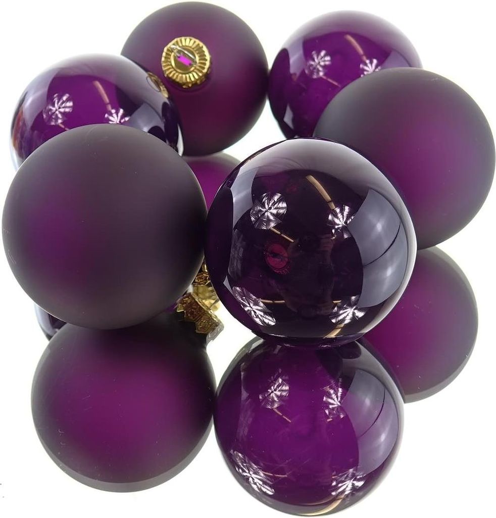 Christbaumkugeln Feige 3 x transparent & 3 x matt Ø 6 cm aus Glas - 6er Set