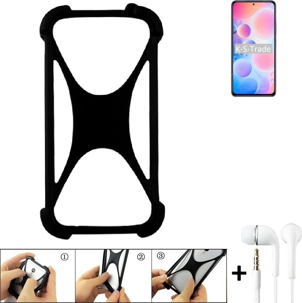 K-S-Trade Handy-Hülle + headphones kompatibel mit Xiaomi Redmi K40 Schutz-Hülle Bumper Silikon Cover Case Silikoncase Silikonbumper TPU Softcase