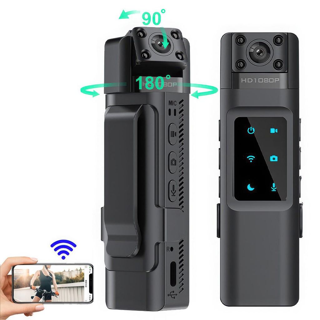 Mini WLAN Kamera 1080P mit Bewegungserkennung, tragbar, Nachtsicht Infrarot, 120° Weitwinkel, Loop-Aufnahme, Aufnahme während Laden