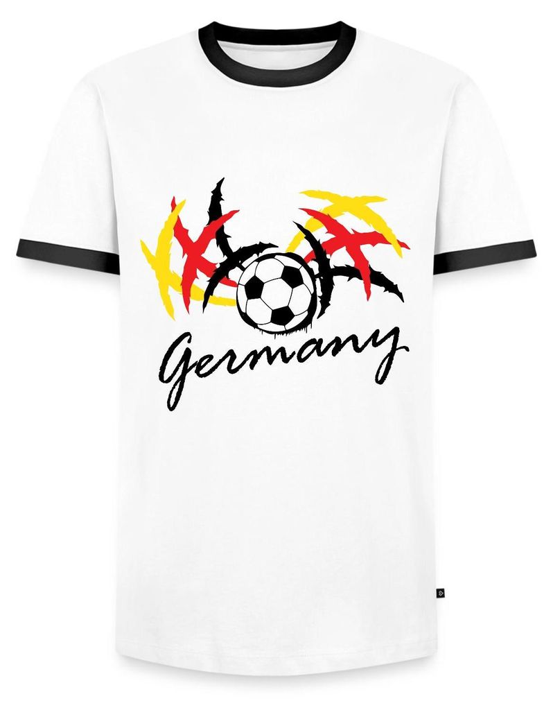 Spreadshirt Germany Fußball Fanlook Trikot Männer Kontrast T-Shirt, XL, Weiß/Schwarz