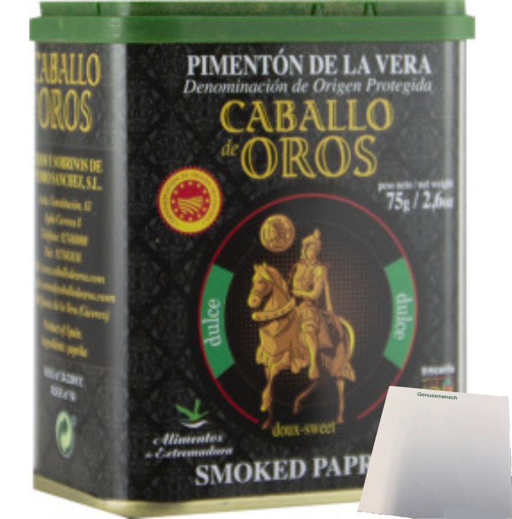 Caballo de Oros Paprika geräuchert sweet (75g Dose) + usy Block