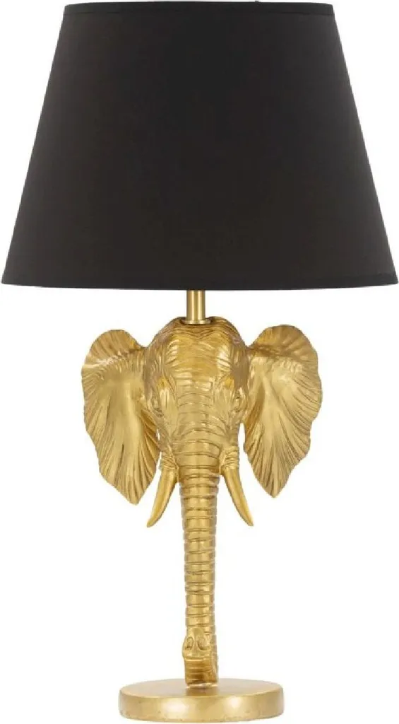 Lampe de table éléphant Mauro Ferretti E27 Ø 32x59 cm coloris or et noir