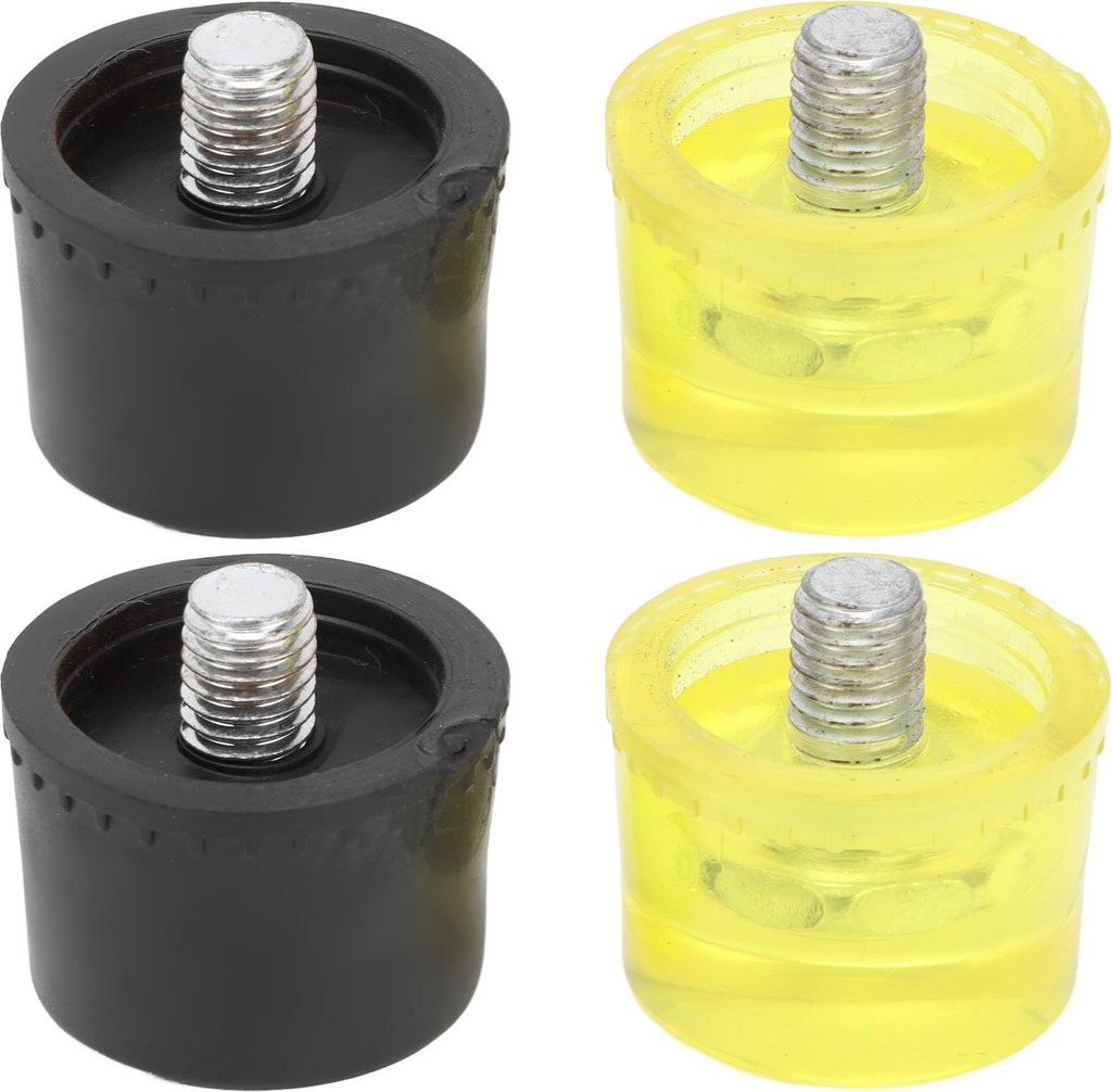 2er-Set Ersatzspitzen für Gummihammer-Schlagkopf, Hammerzubehör, gelb-schwarz, Durchmesser 35 mm