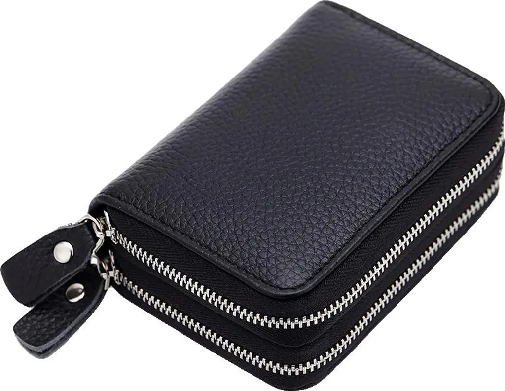 Mini Portafoglio Vera Pelle Nero Compatto: Artigianato Italiano Sottile