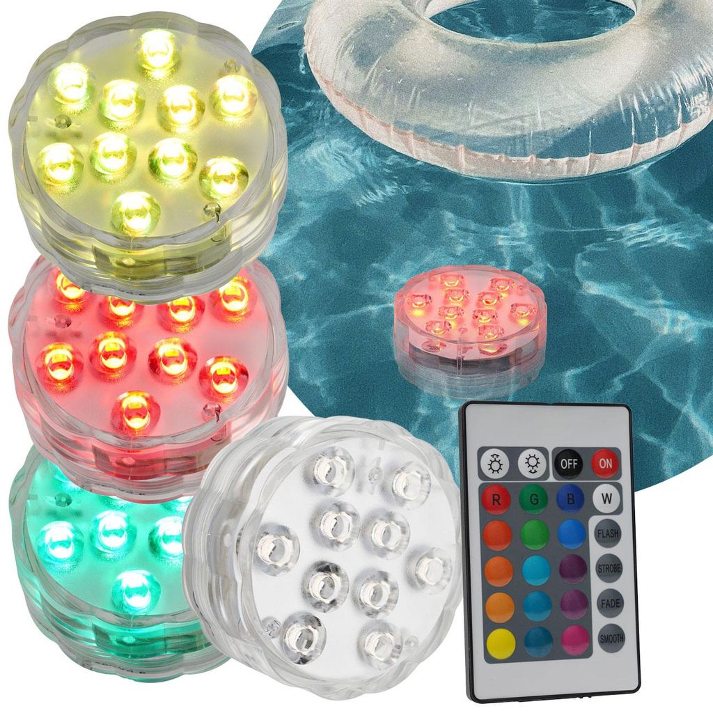 4er-Set Multicolor-LED-Unterwasserleuchten: 15 Farben, Produktbild 