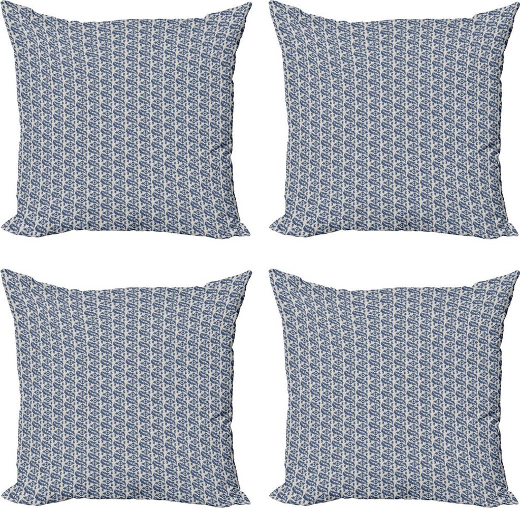 ABAKUHAUS viktorianisch Kissenbezug Set (4 Stück), Antike Motive Blätter, Moderner Doppelseitiger Digitaldruck, 50 cm x 50 cm, Staub und Nachtblau