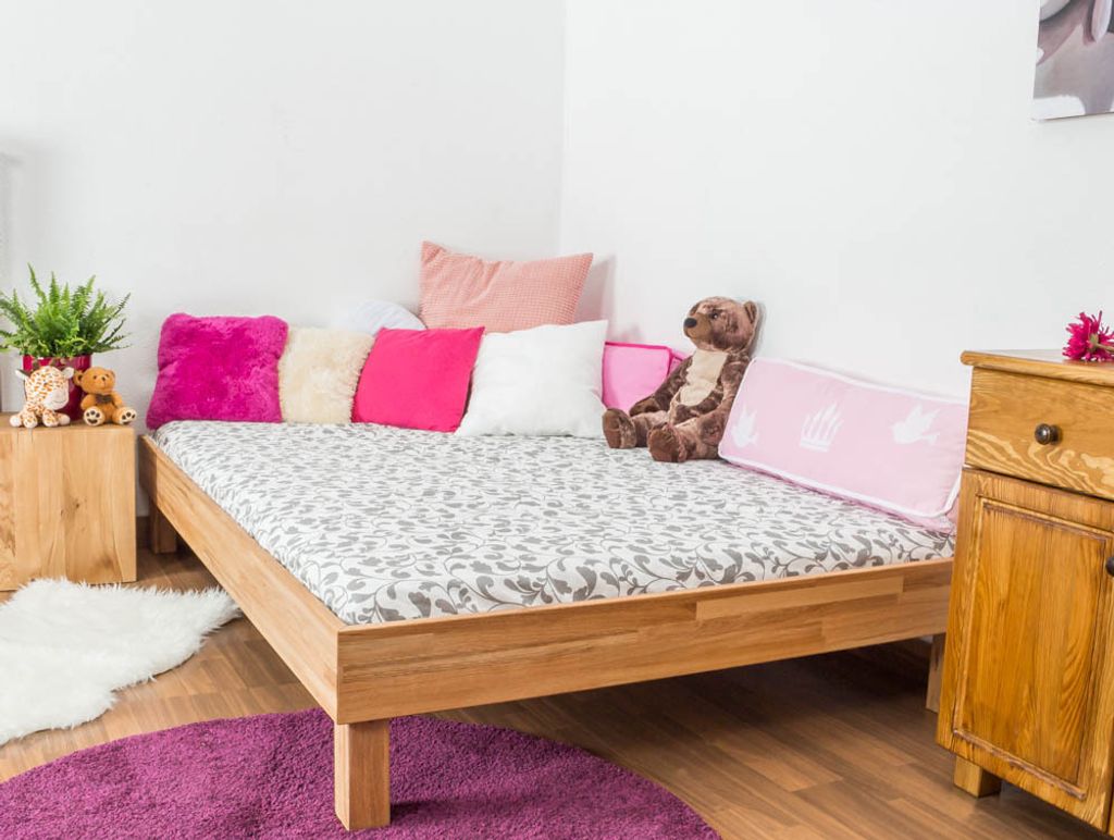 Bett 140 x 200 cm Eiche massiv geölt