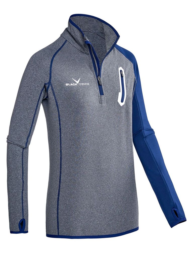 BLACK CREVICE - Damen Microfleece Funktionsshirt I Midlayer I Second Layer | Farbe: Grau/Blau | Gr: 40