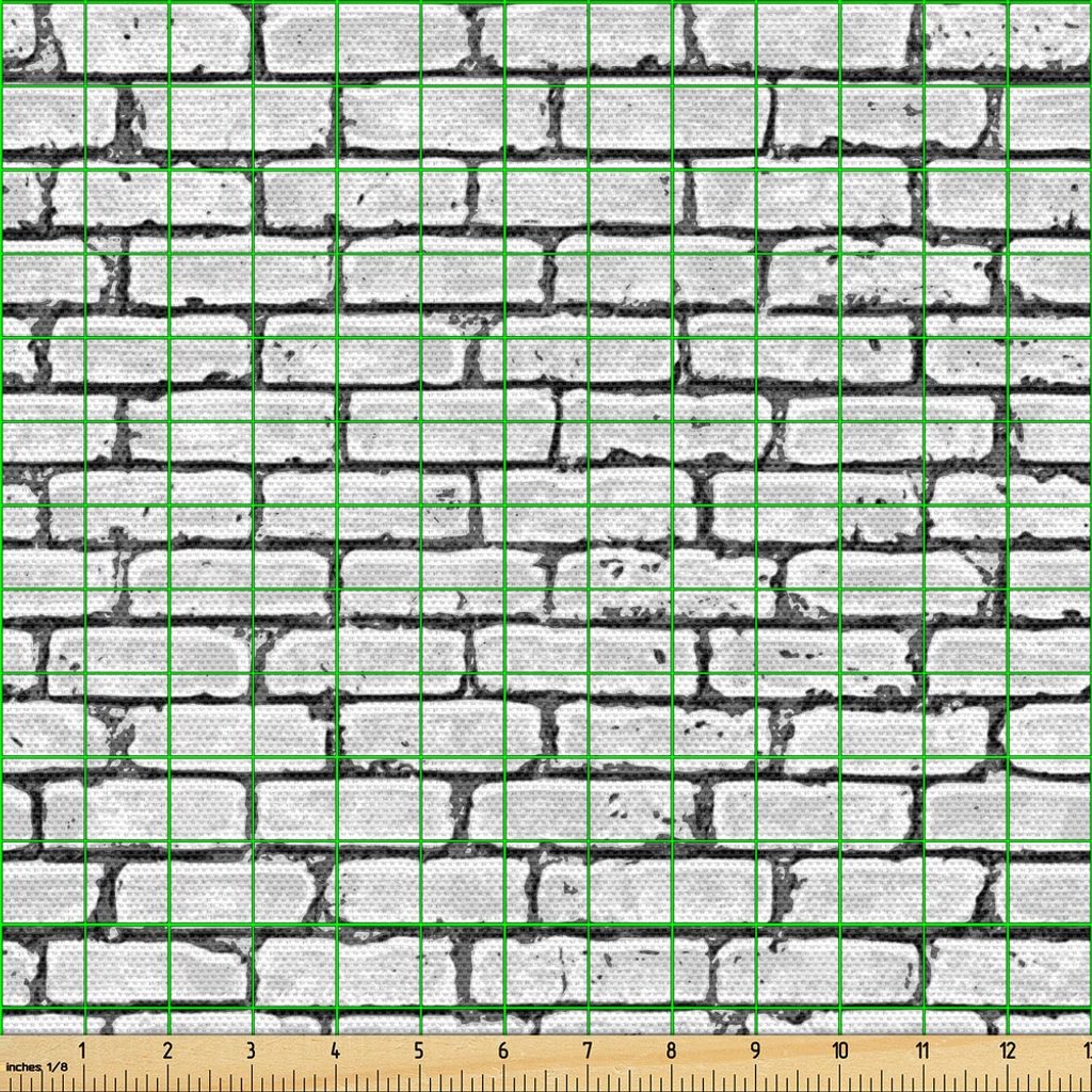 ABAKUHAUS Grau und Weiß Gewebe als Meterware, Backsteinmauer Hintergrund Städtische Architektur, 10 M (148 x 1000 cm), Grau