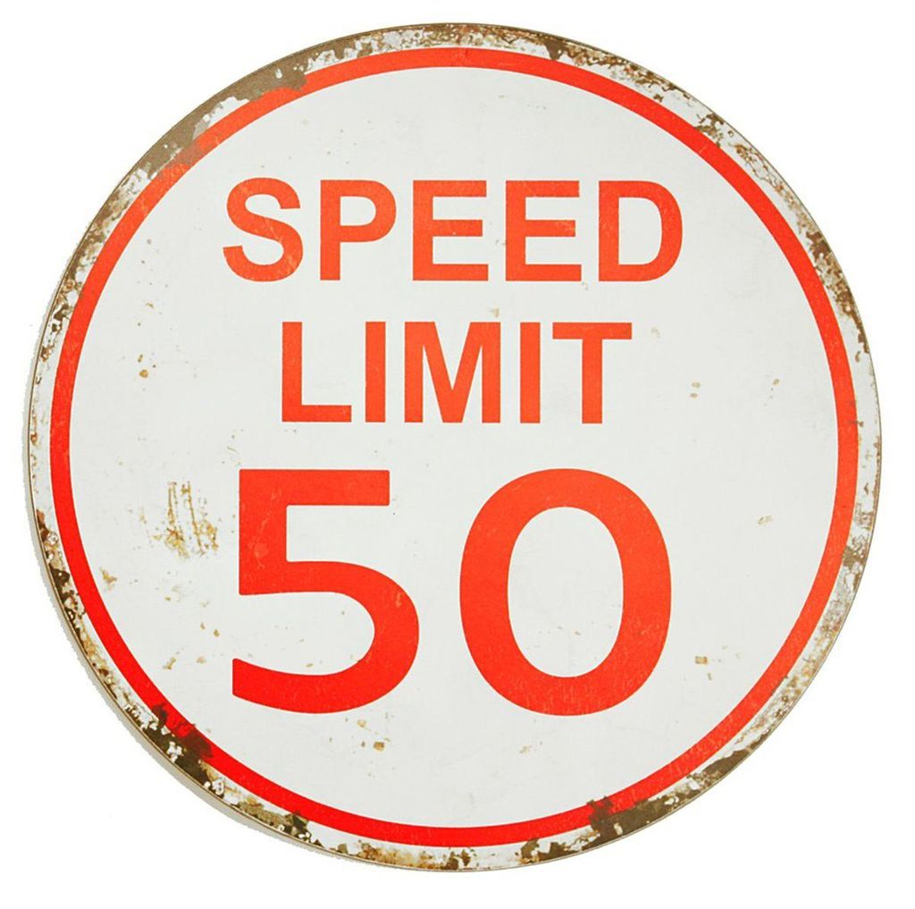 Wandbild Speed Limit 50 Wanddeko Schild Druck auf MDF-Holz Produktbild 